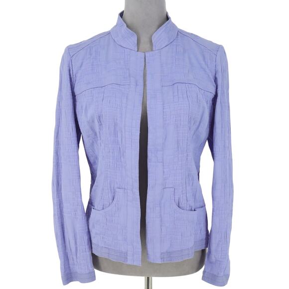 Chicos Jacket 0 Womens 4 Small Lavender Open Front Stretch Cotton Pockets Career - Picture 1 of 13